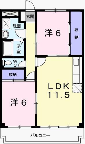 レジデンスK1(2LDK/1階)の間取り写真