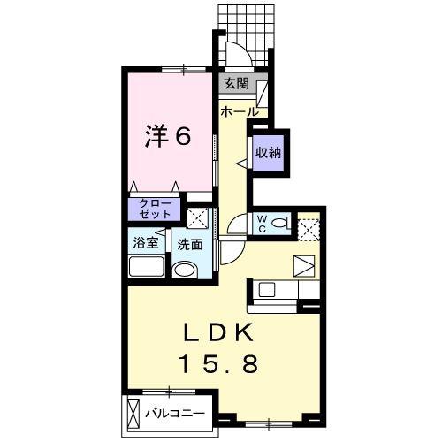M.アメニティ B(1LDK/1階)の間取り写真
