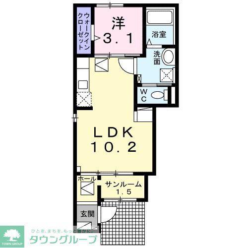 中ノ嶋パレス(1LDK/1階)の間取り写真