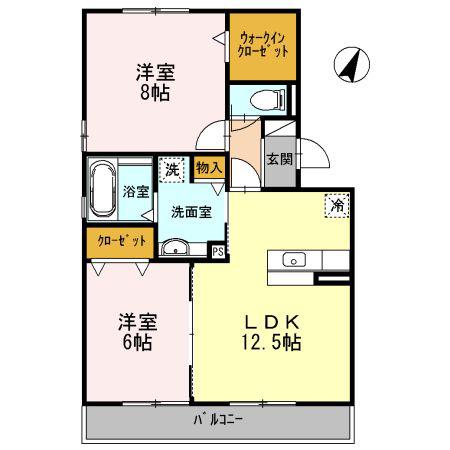 ポポラーレ(2LDK/2階)の間取り写真