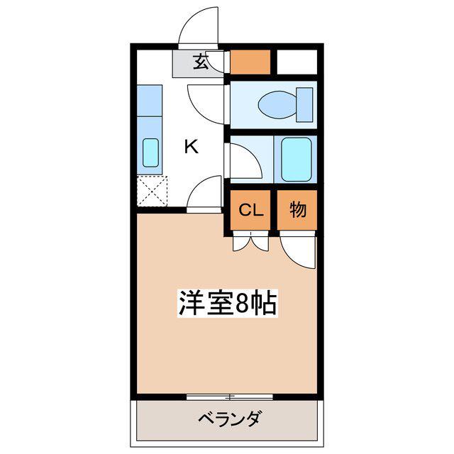 アップルズN(1K/2階)の間取り写真