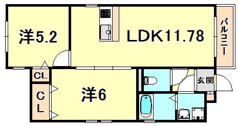 アーバンレジデンス須磨(2LDK/1階)の間取り写真
