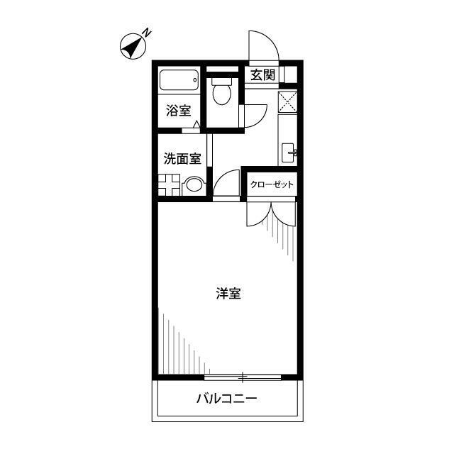 アンプルール ブワ湘南(1K/2階)の間取り写真
