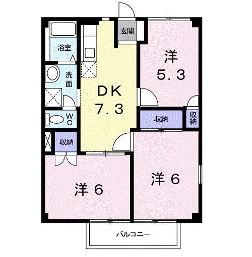 アミスターA(3DK/2階)の間取り写真