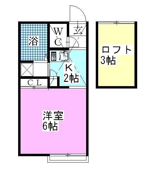 レオパレス北国分(1K/2階)の間取り写真