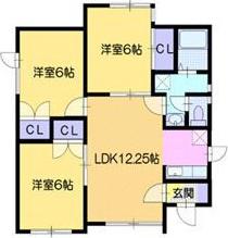 ピノハイツ(3LDK/1階)の間取り写真