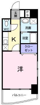 ブリアンオーブ(1K/4階)の間取り写真