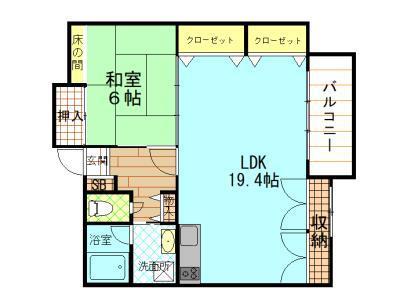 フォート・ファイン秋田(1LDK/6階)の間取り写真