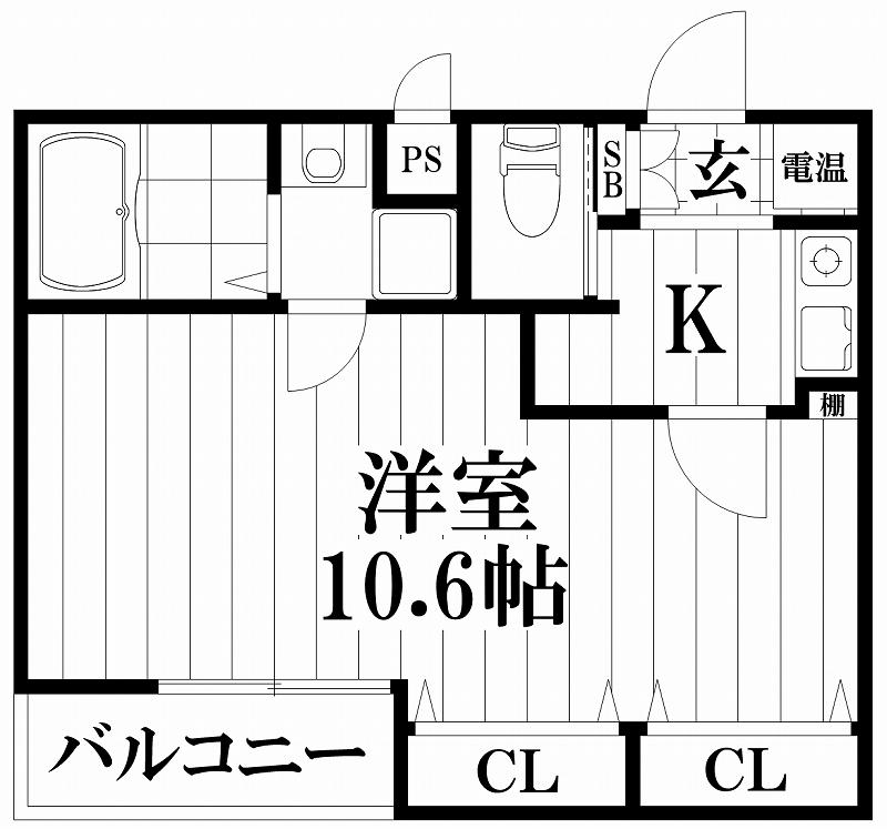 D.CREART 鴻池新田 WERK(1K/2階)の間取り写真