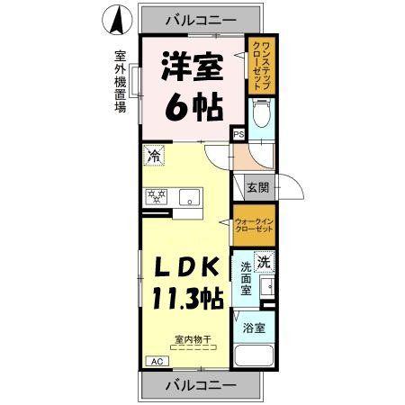 メゾセントラル(1LDK/3階)の間取り写真