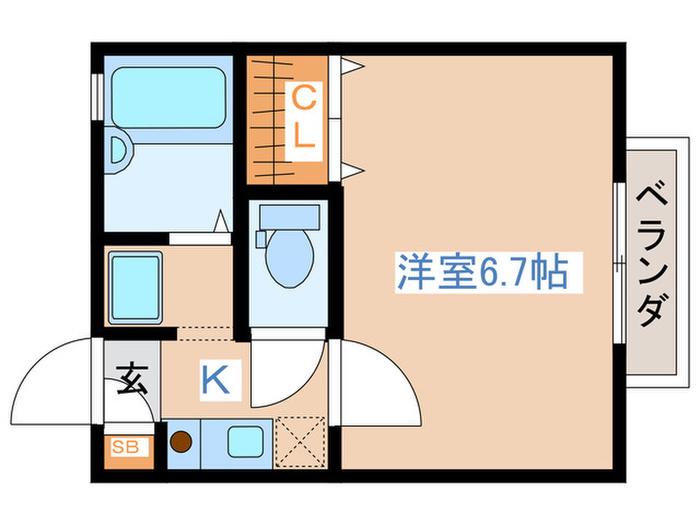 ハイムサツキB(1K/2階)の間取り写真