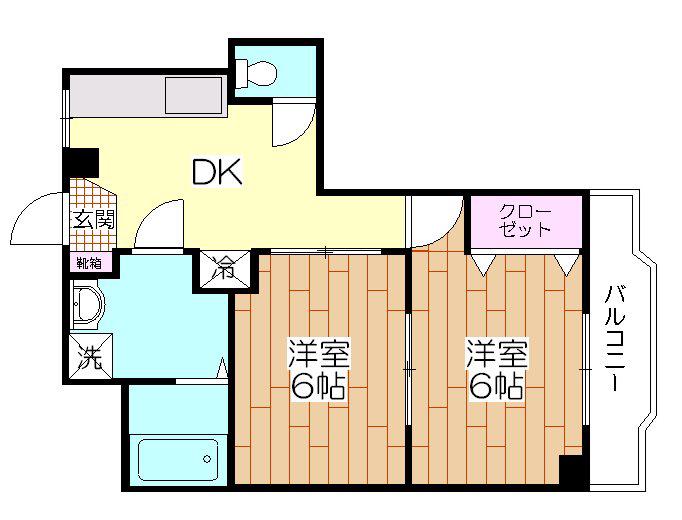 メゾン中台(2DK/1階)の間取り写真