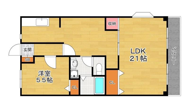 サニーコート星ヶ丘(1LDK/4階)の間取り写真