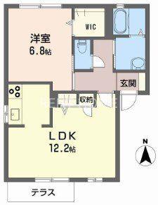 クレイン山本(1LDK/1階)の間取り写真