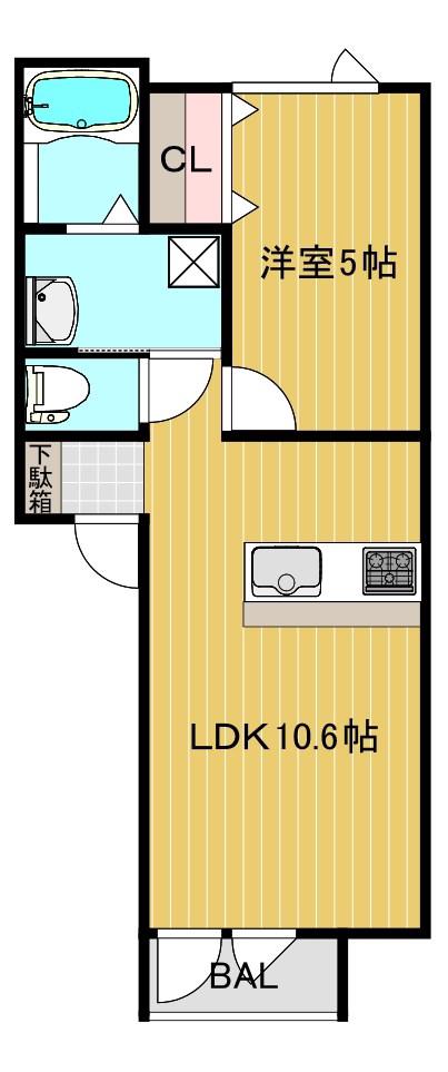ルミナーレ中ノ島(1LDK/2階)の間取り写真