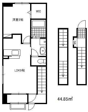 ルタン北町(1LDK/3階)の間取り写真