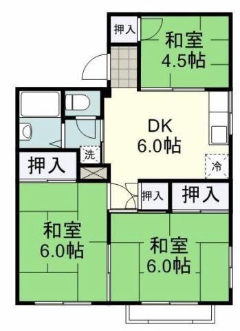 グリーンハイツ清水(3DK/2階)の間取り写真