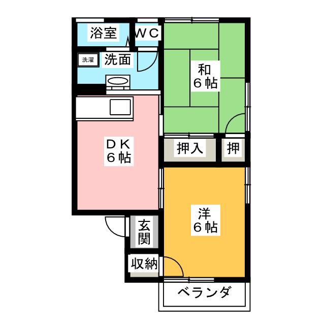 セジュール エム B(2DK/1階)の間取り写真