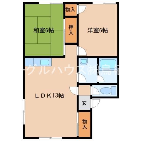 サンライズ中島 A棟(2LDK/2階)の間取り写真
