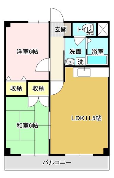 ファミーユ ワカマツ(2LDK/4階)の間取り写真