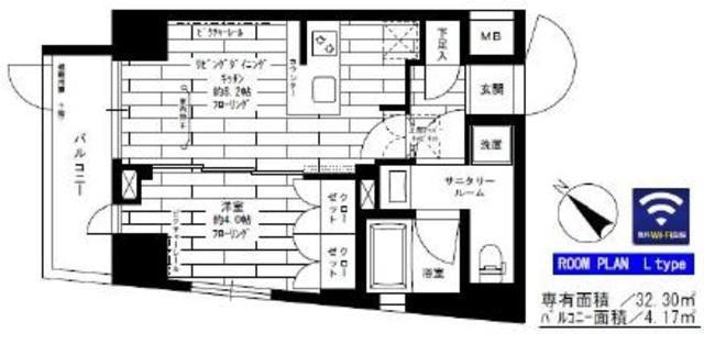 ステージグランデ千歳烏山(1LDK/1階)の間取り写真