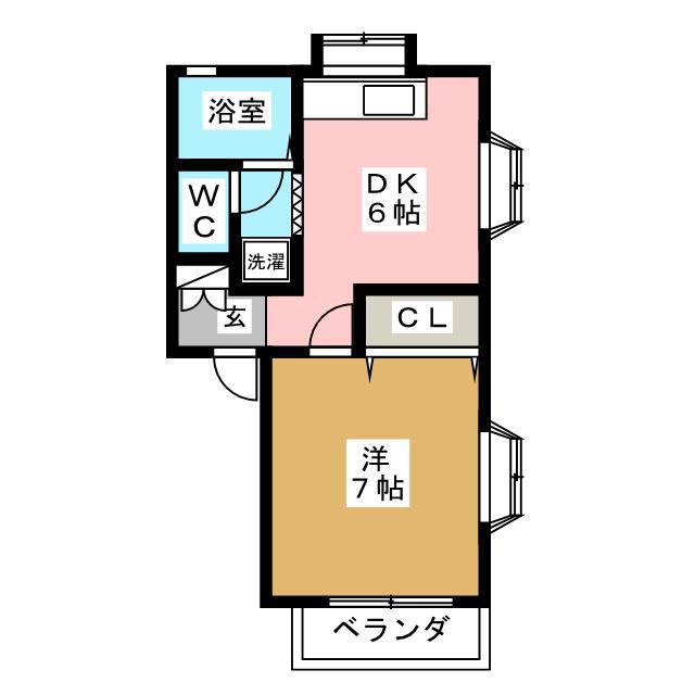 ツインズハウスII(1DK/1階)の間取り写真