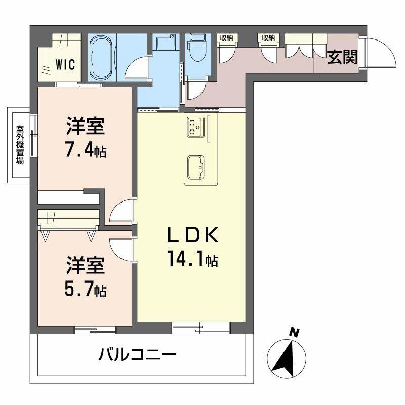 モンセル(2LDK/3階)の間取り写真