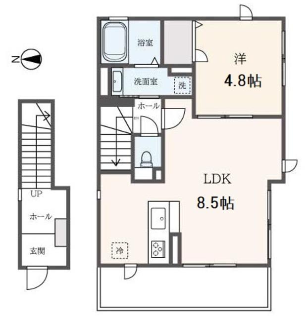 FLOWERS HOUSE(1LDK/1階)の間取り写真
