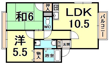 アネシス愛宕山II(2LDK/1階)の間取り写真
