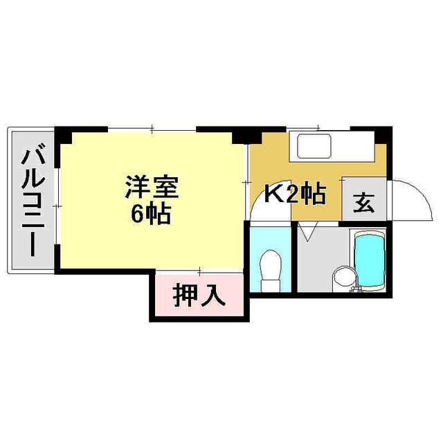 マンションタケシI(1K/2階)の間取り写真