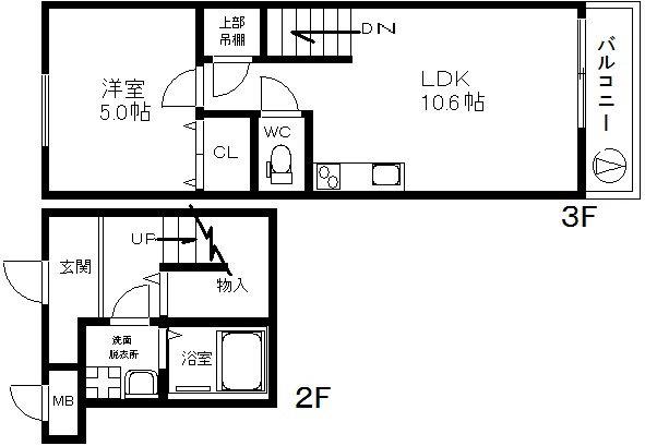 ツインフォレスト住之江II番館(1LDK/2階)の間取り写真