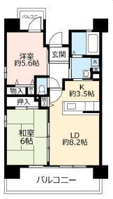 UR 浜甲子園なぎさ街25(2LDK/9階)の間取り写真