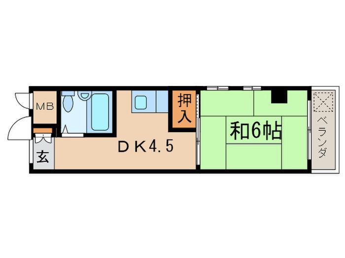 レジデンス25(1DK/4階)の間取り写真