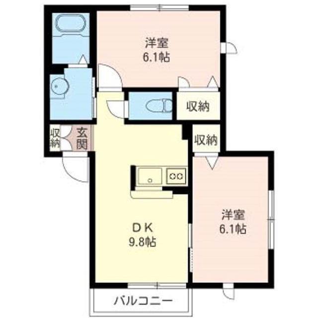 ロイヤルコート泉(2DK/2階)の間取り写真