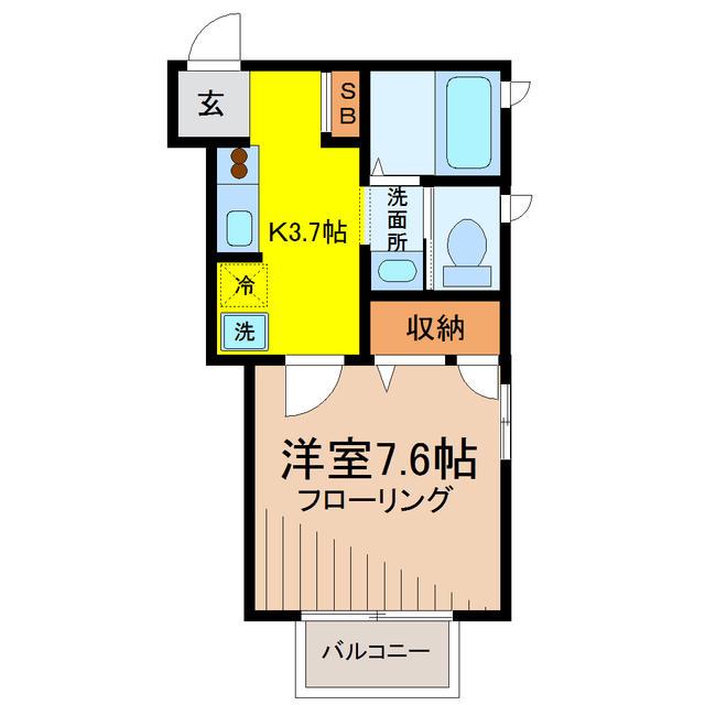 カーサT(1K/2階)の間取り写真