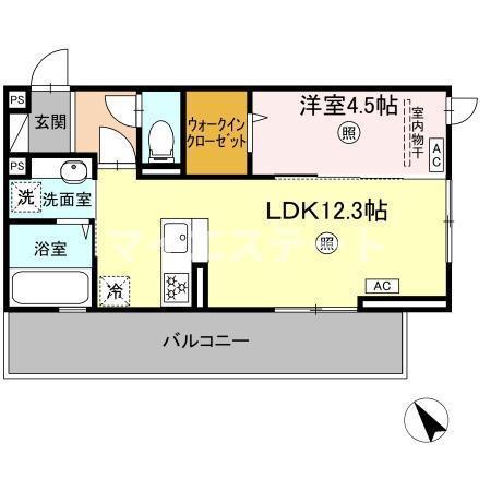 TORISIA新八代(1LDK/2階)の間取り写真
