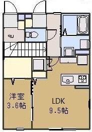 サン フィールド(1LDK/1階)の間取り写真