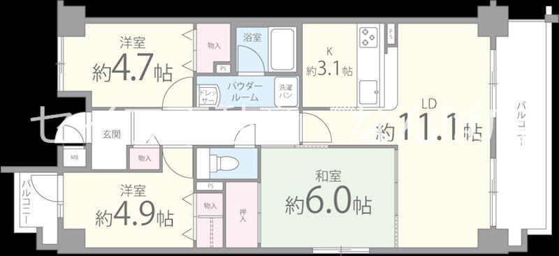 コスモス・ミソノ(3LDK/3階)の間取り写真