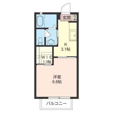 ローズガーデン I(1K/2階)の間取り写真