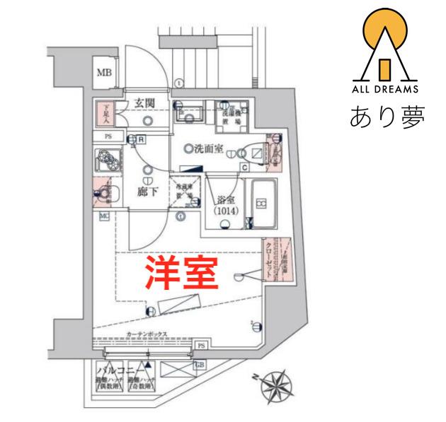 VERXEED横濱ウエスト(1K/7階)の間取り写真