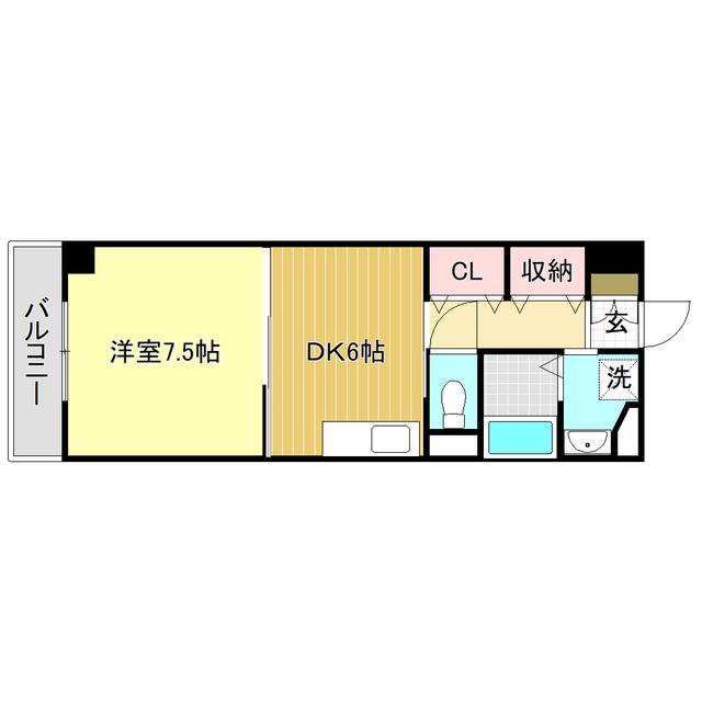 フォレストコート山ノ端(1DK/7階)の間取り写真