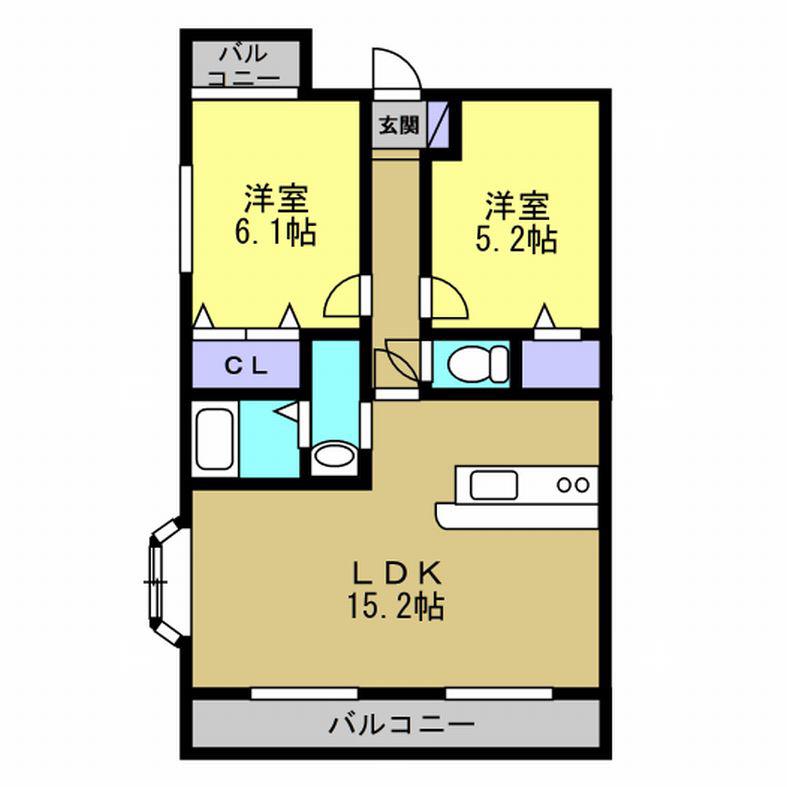 フレシール(2LDK/3階)の間取り写真