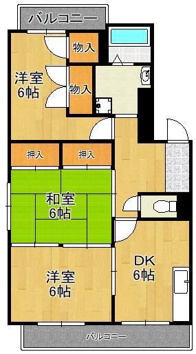 タニガシラハイツ(3DK/4階)の間取り写真