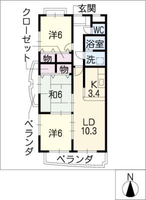 ヴェルドミール(3LDK/3階)の間取り写真