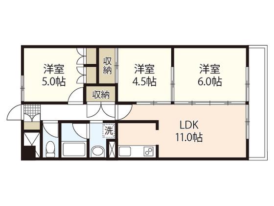 リバーサイド大須賀(3LDK/6階)の間取り写真