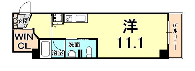 GROOVE MUKOGAWA(ワンルーム/6階)の間取り写真