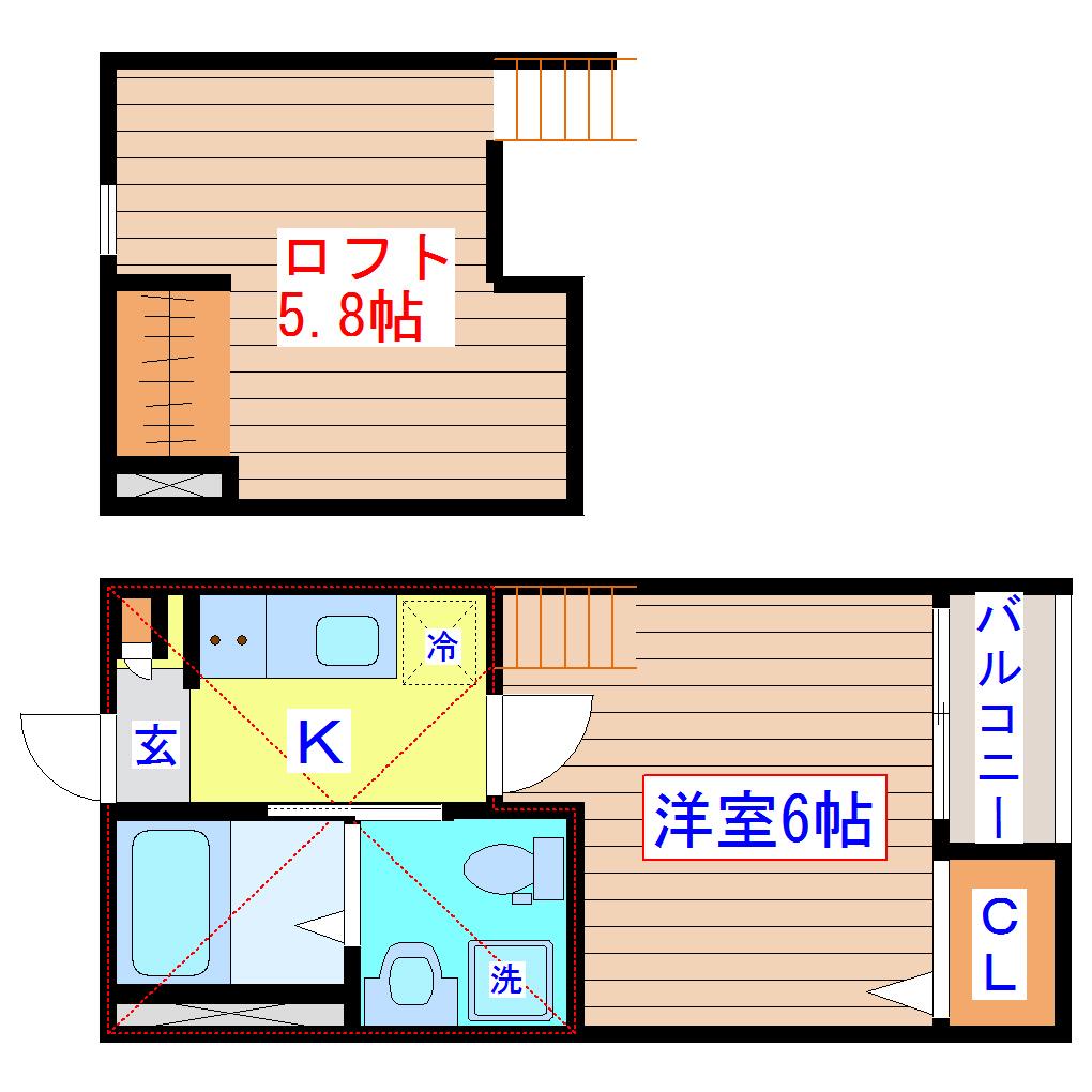 BENEOLIVE(1K/2階)の間取り写真