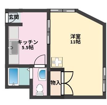 シャトー平野(1K/1階)の間取り写真