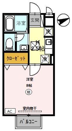 ホワイティ下馬B棟(1K/1階)の間取り写真