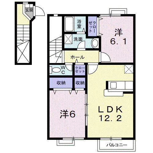 サラダハイツ(2LDK/2階)の間取り写真